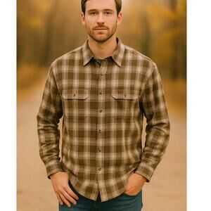 Pendleton Woolen Mills Men's SZ XL Cotton/Wool Pioneer Shirt In Brown Plaid